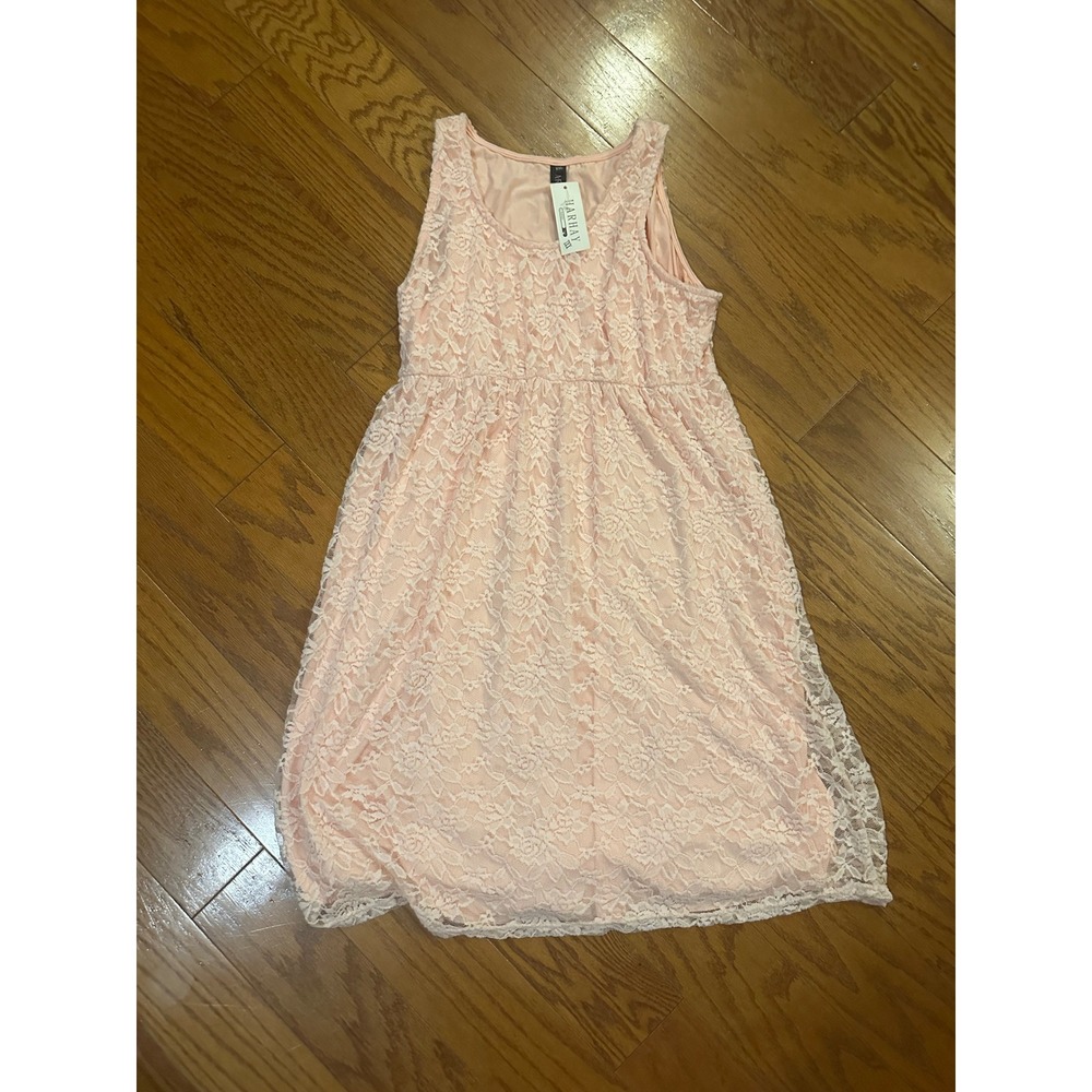 Harhay Pink Floral Lace Sleeveless Empire Waist A-Line Dress NWT XXL